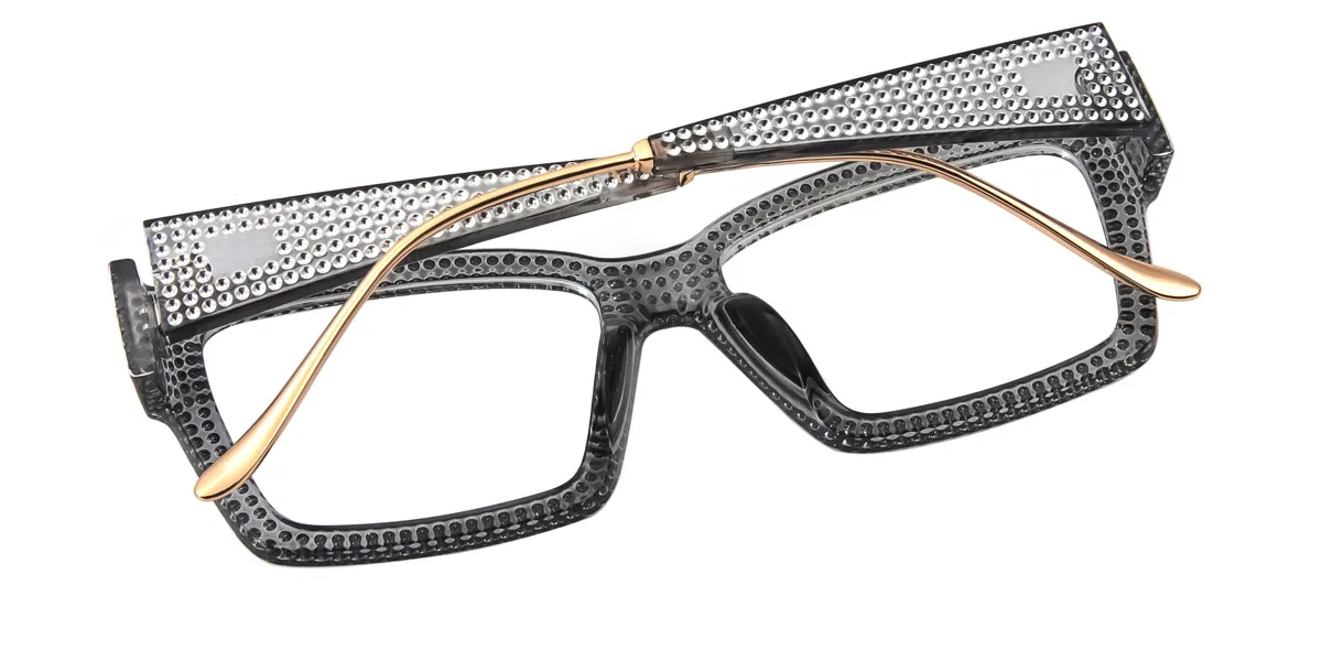 Grey Rectangle Geometric Unique Gorgeous Custom Engraving Eyeglasses | WhereLight