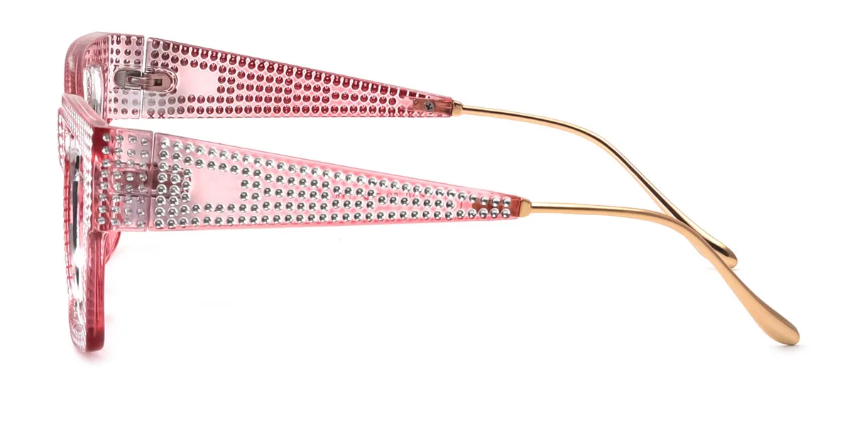 Pink Rectangle Geometric Unique Gorgeous Custom Engraving Eyeglasses | WhereLight