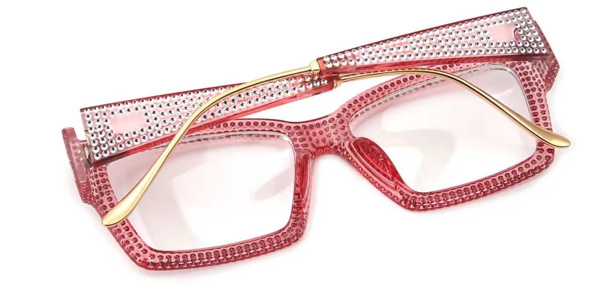 Pink Rectangle Geometric Unique Gorgeous Custom Engraving Eyeglasses | WhereLight