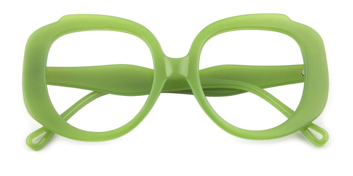 Green Round Oval Geometric Gorgeous Custom Engraving Eyeglasses | WhereLight