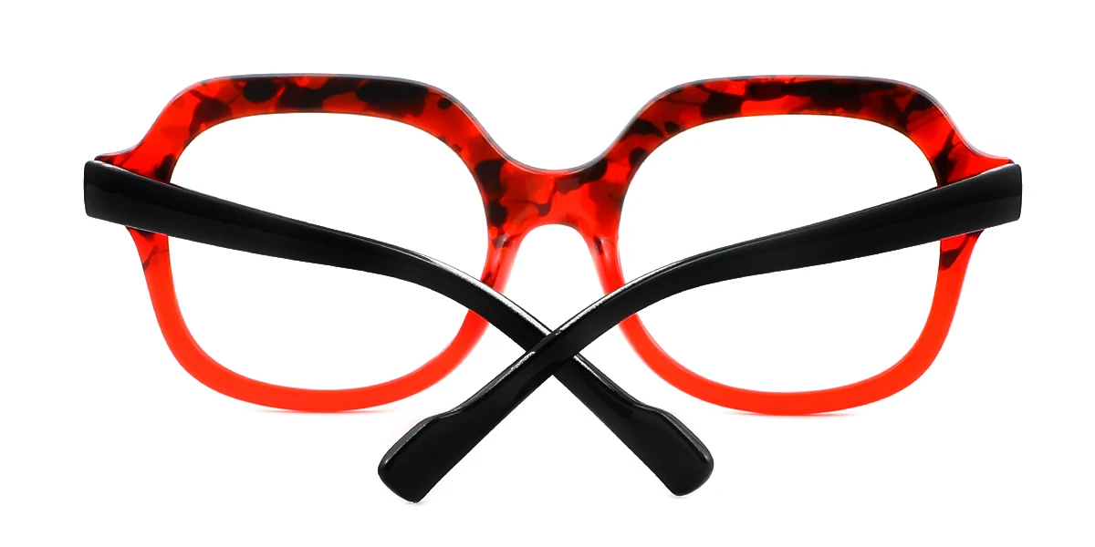 Red Rectangle Simple Classic Custom Engraving Eyeglasses | WhereLight