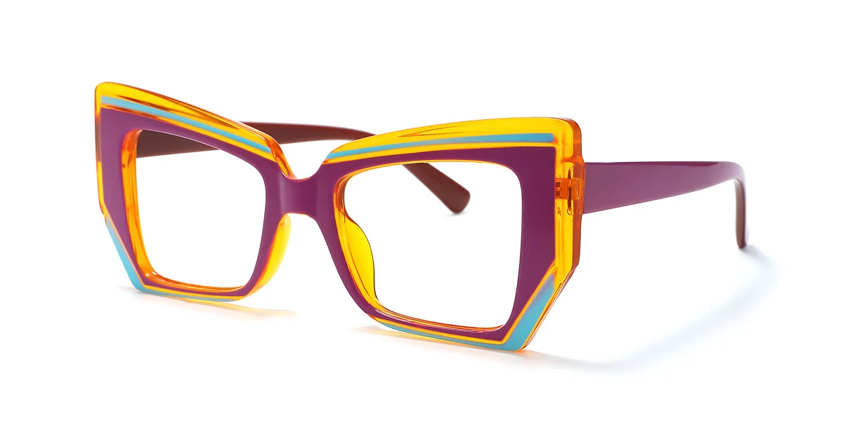 Purple Geometric Irregular Simple Retro Custom Engraving Eyeglasses | WhereLight