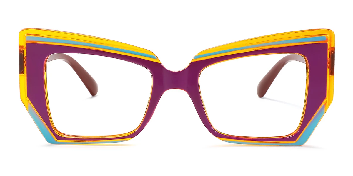 Purple Geometric Irregular Simple Retro Custom Engraving Eyeglasses | WhereLight