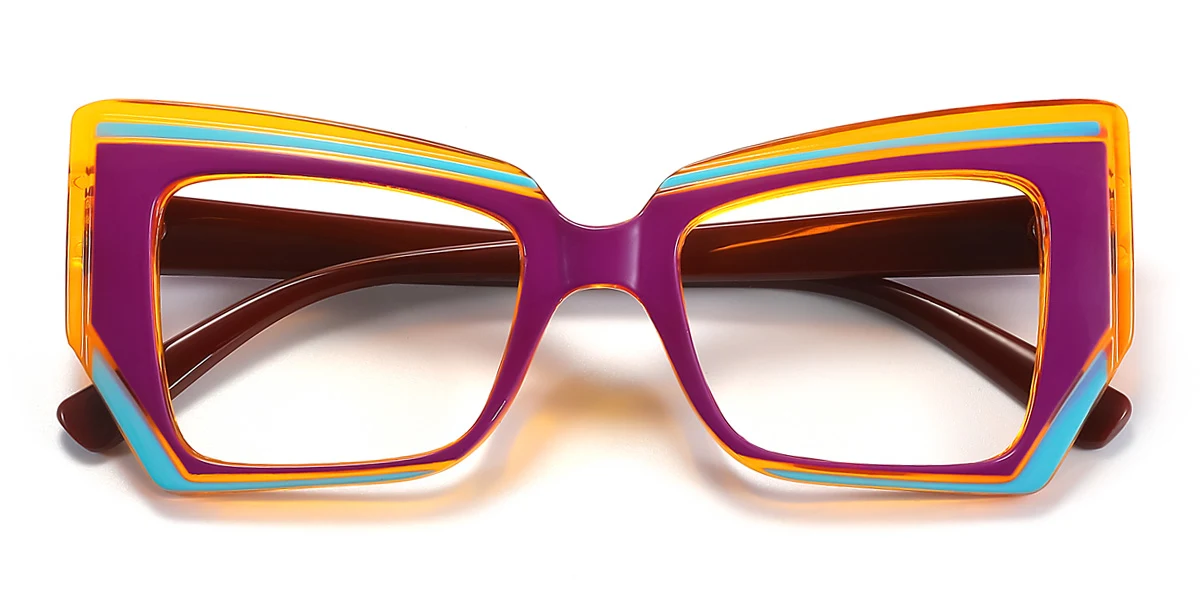 Purple Geometric Irregular Simple Retro Custom Engraving Eyeglasses | WhereLight