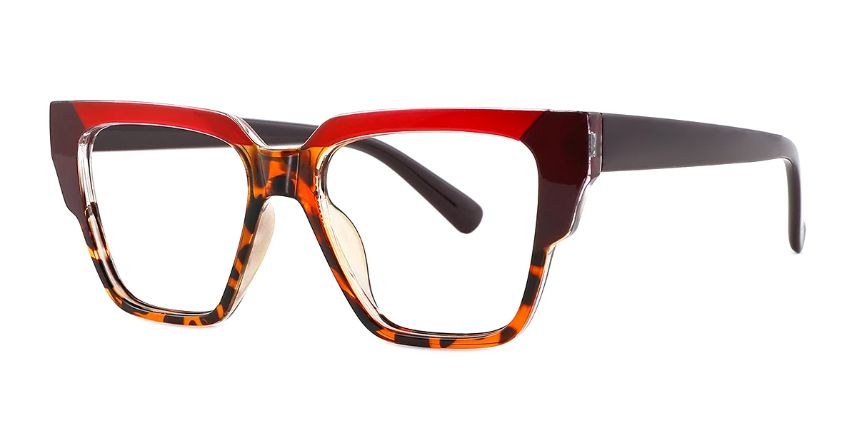 Red Rectangle Simple Classic Custom Engraving Eyeglasses | WhereLight
