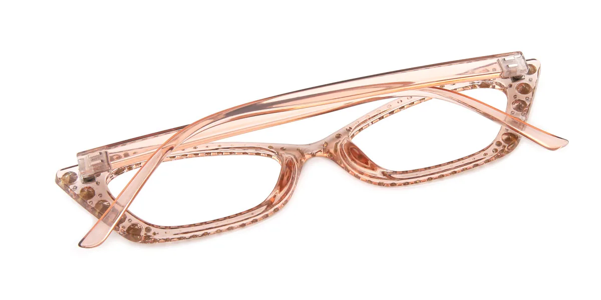 Brown Cateye Unique Gorgeous Rhinestone Custom Engraving Eyeglasses | WhereLight