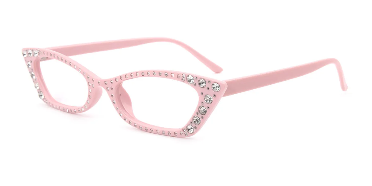 Pink Cateye Unique Gorgeous Rhinestone Custom Engraving Eyeglasses | WhereLight