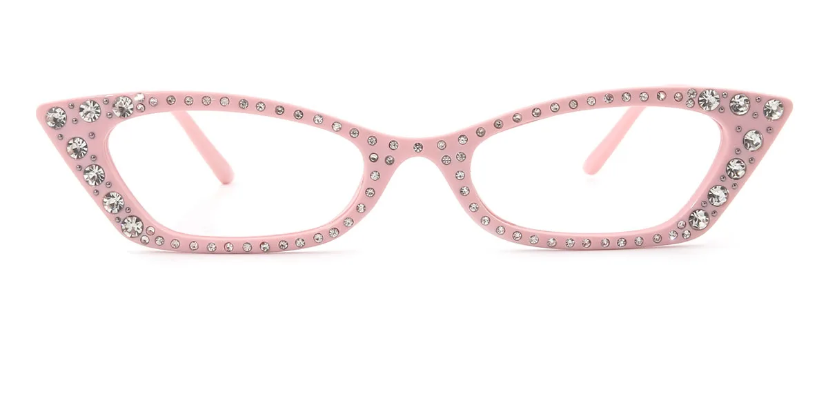 Pink Cateye Unique Gorgeous Rhinestone Custom Engraving Eyeglasses | WhereLight