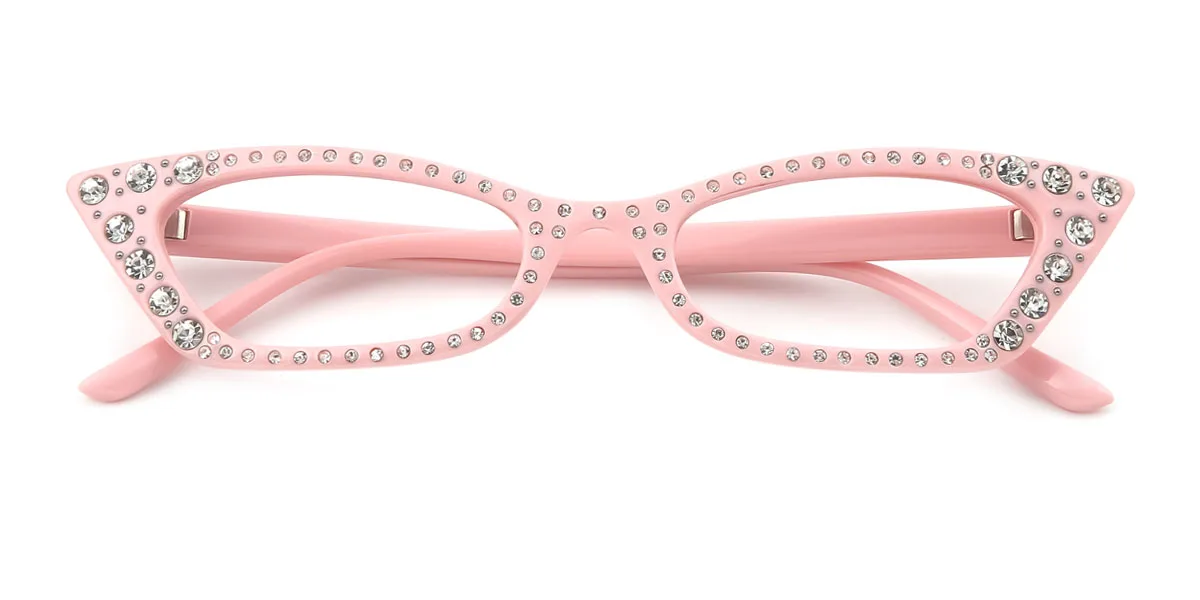 Pink Cateye Unique Gorgeous Rhinestone Custom Engraving Eyeglasses | WhereLight