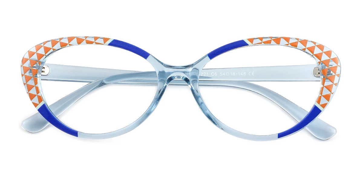 Blue Oval Simple Classic Custom Engraving Eyeglasses | WhereLight