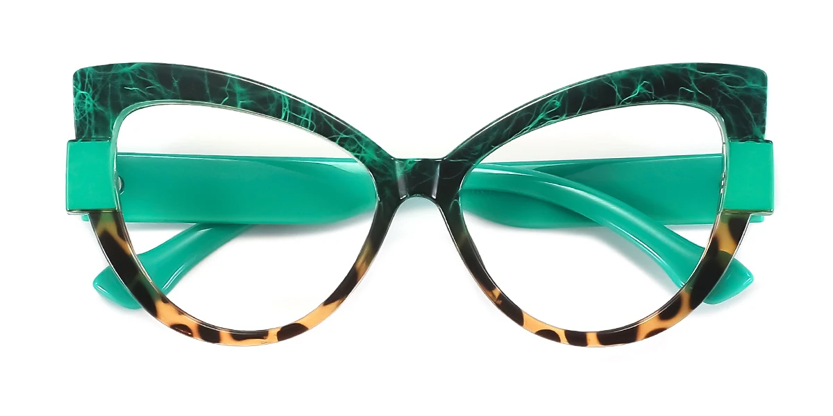 Green Cateye Unique  Eyeglasses | WhereLight