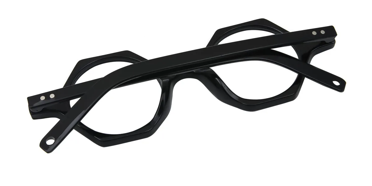 Black Round Geometric Irregular Classic Retro Unique Custom Engraving Eyeglasses | WhereLight
