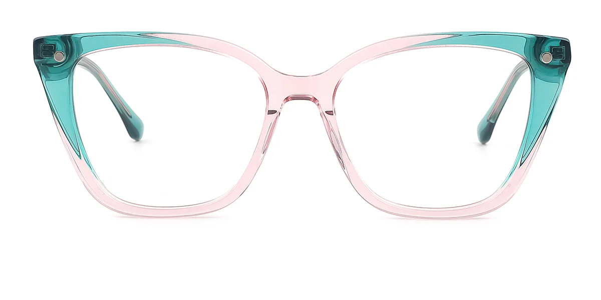 Green Cateye Rectangle Retro Gorgeous Spring Hinges Clip-on Eyeglasses | WhereLight