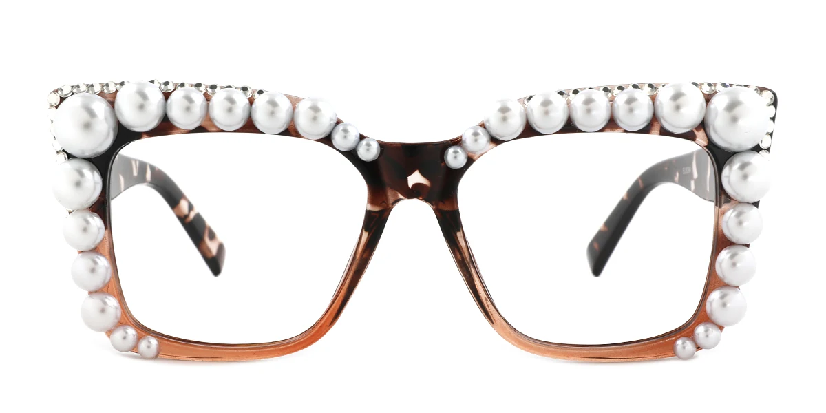 Tortoiseshell Rectangle Unique Rhinestone Custom Engraving Eyeglasses | WhereLight