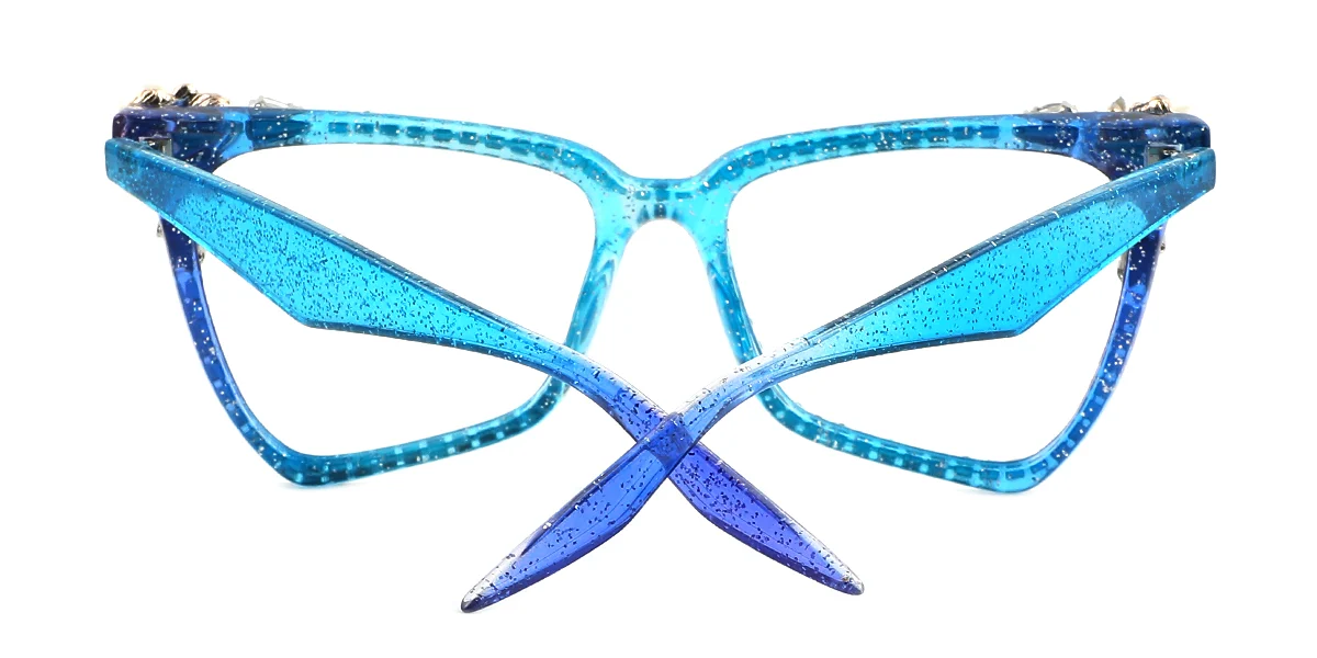 Blue Butterfly Unique Gorgeous Rhinestone Custom Engraving Eyeglasses | WhereLight