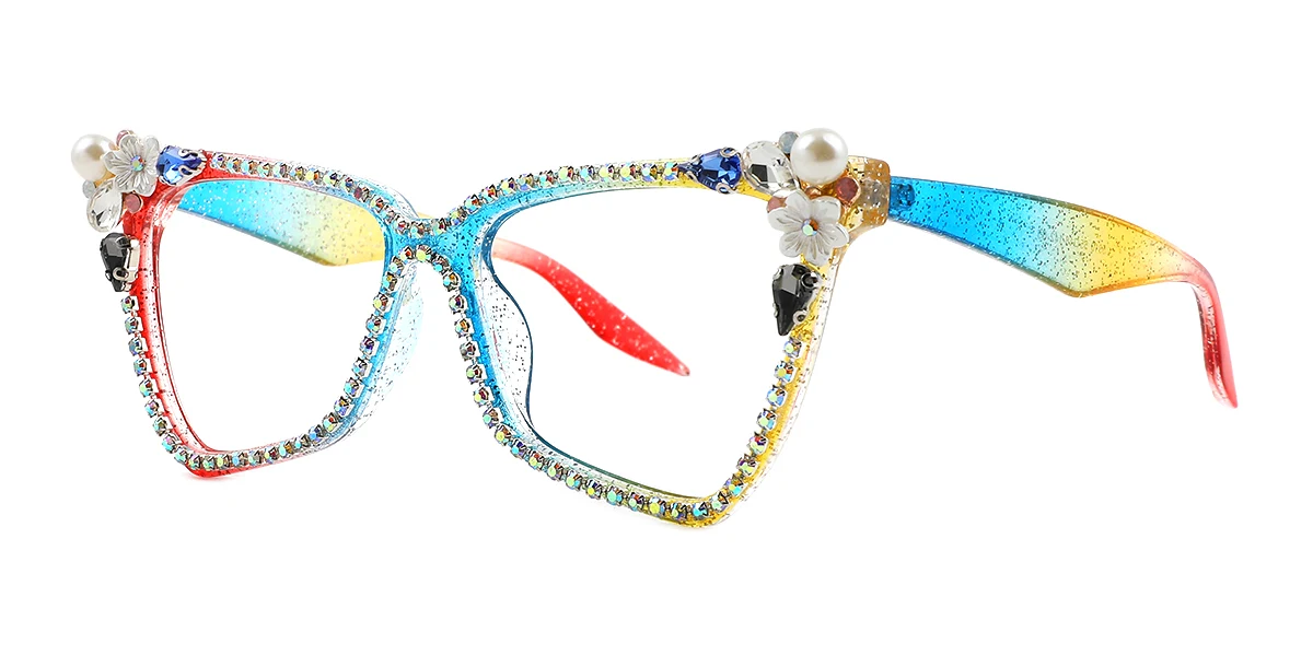Multicolor Butterfly Unique Gorgeous Rhinestone Custom Engraving Eyeglasses | WhereLight
