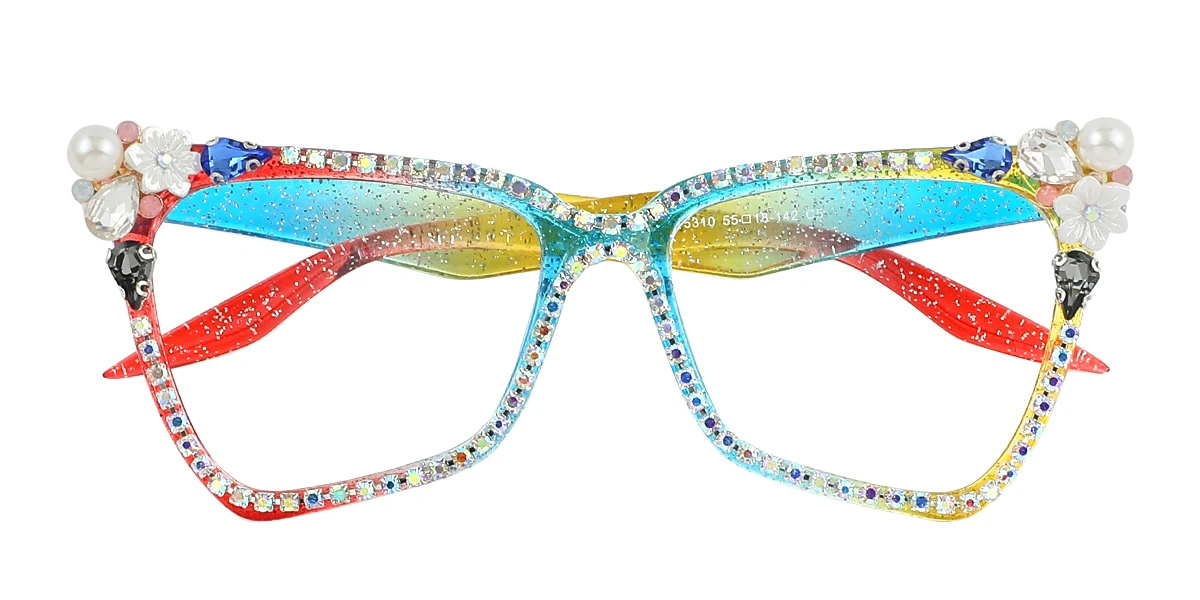 Multicolor Butterfly Unique Gorgeous Rhinestone Custom Engraving Eyeglasses | WhereLight