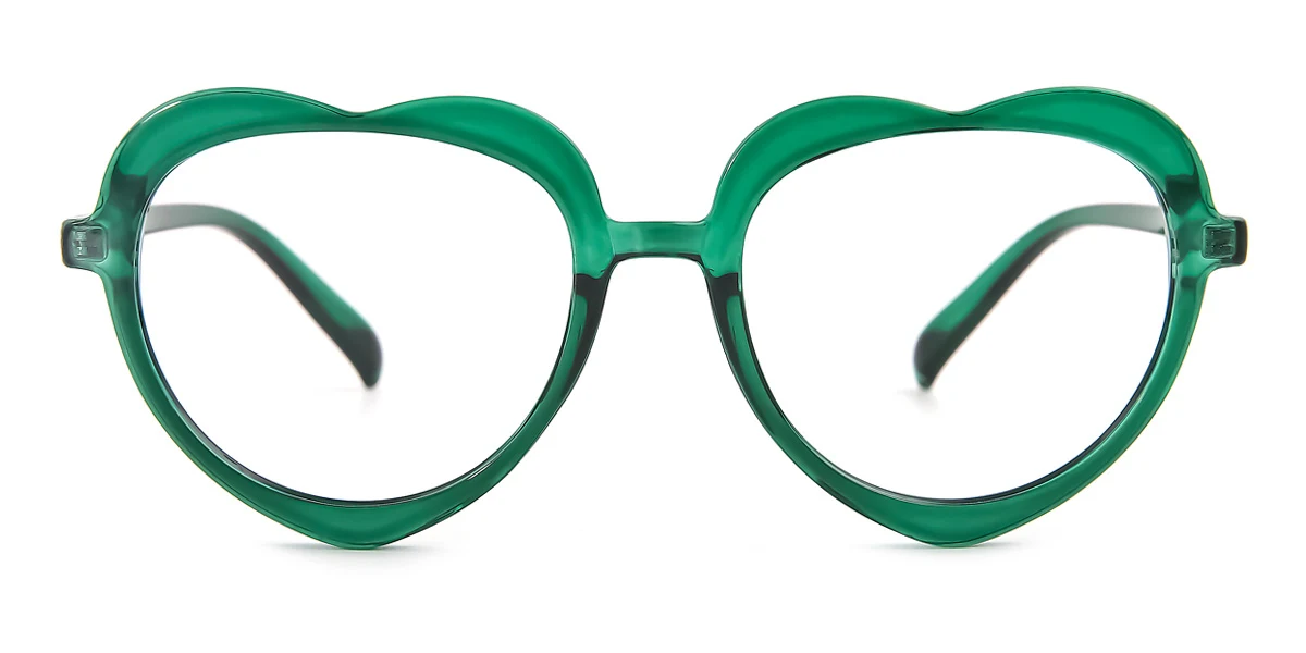 Green Heart Retro Unique Super Light Custom Engraving Eyeglasses | WhereLight