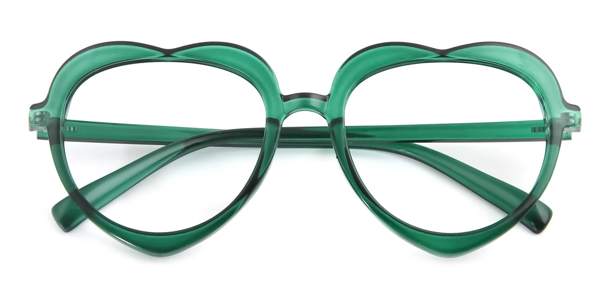 Green Heart Retro Unique Super Light Custom Engraving Eyeglasses | WhereLight