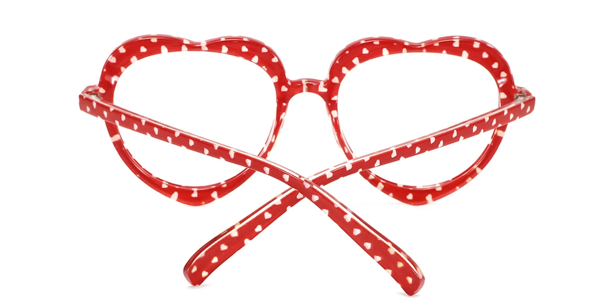 Red_white Heart Retro Unique Super Light Custom Engraving Eyeglasses | WhereLight