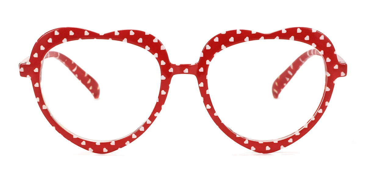 Red_white Heart Retro Unique Super Light Custom Engraving Eyeglasses | WhereLight