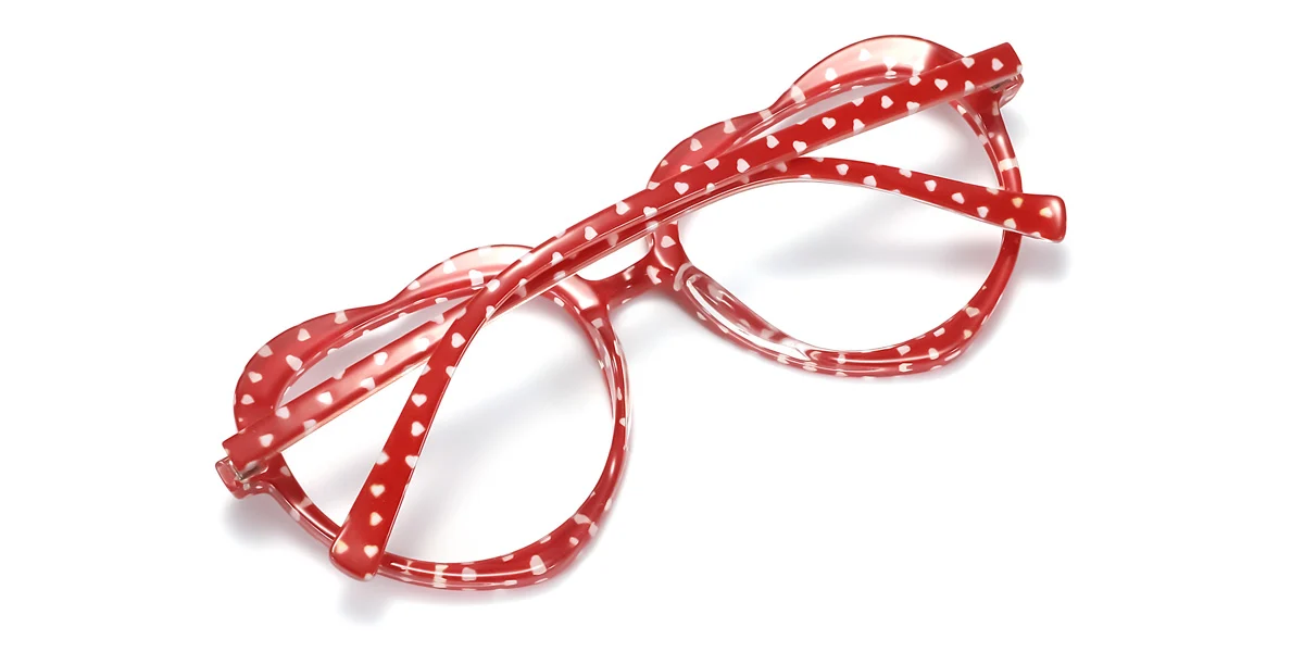 Red_white Heart Retro Unique Super Light Custom Engraving Eyeglasses | WhereLight