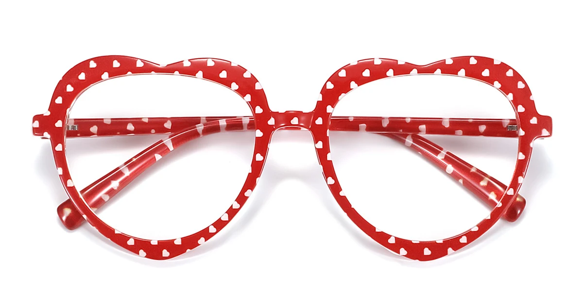 Red_white Heart Retro Unique Super Light Custom Engraving Eyeglasses | WhereLight