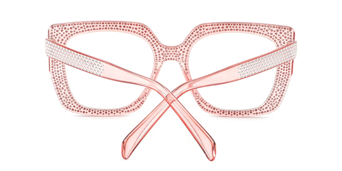 Pink Geometric Gorgeous Rhinestone Custom Engraving Eyeglasses | WhereLight