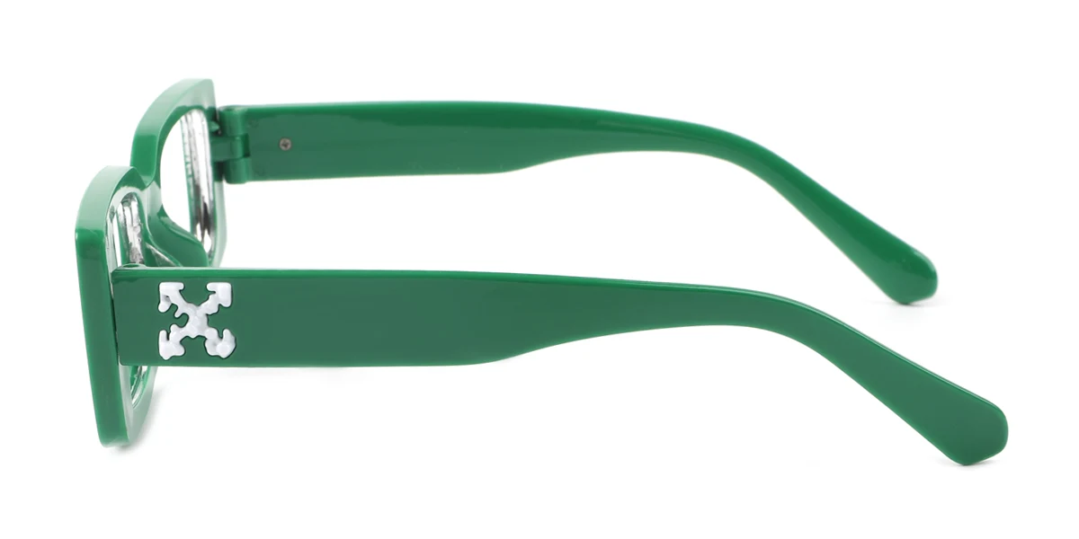Green Rectangle Gorgeous Rhinestone Custom Engraving Eyeglasses | WhereLight