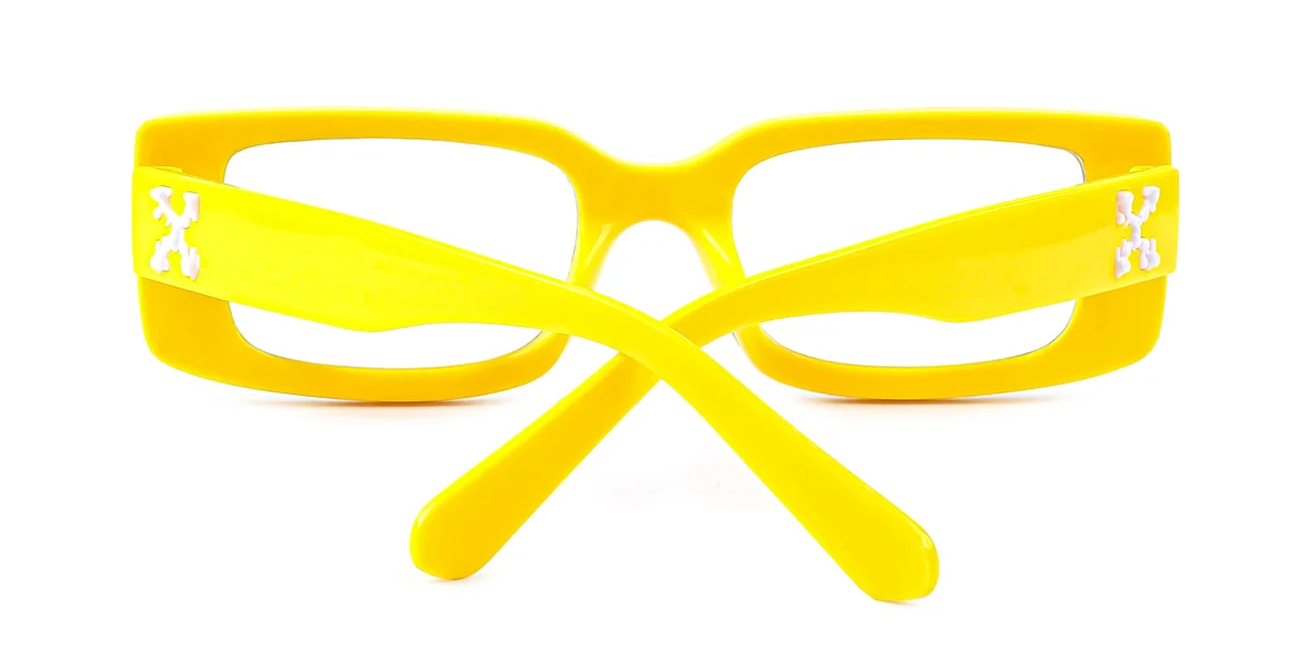 Yellow Rectangle Gorgeous Rhinestone Custom Engraving Eyeglasses | WhereLight