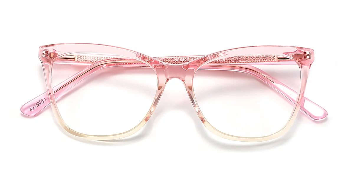 Pink Rectangle Simple Spring Hinges Eyeglasses | WhereLight