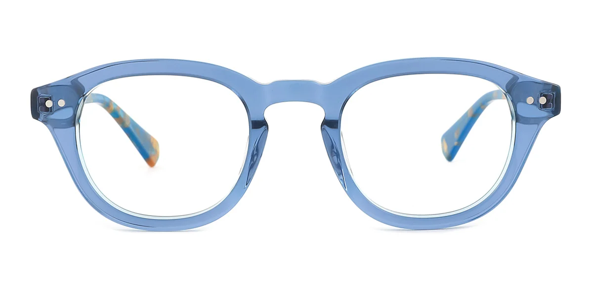 Blue Rectangle Gorgeous Spring Hinges Eyeglasses | WhereLight