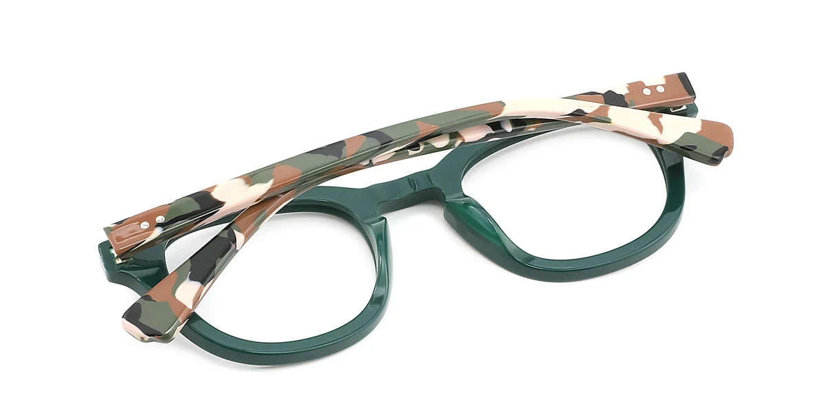 Green Rectangle Gorgeous Spring Hinges Eyeglasses | WhereLight