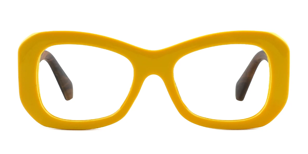 Yellow Rectangle Unique Gorgeous Custom Engraving Eyeglasses | WhereLight