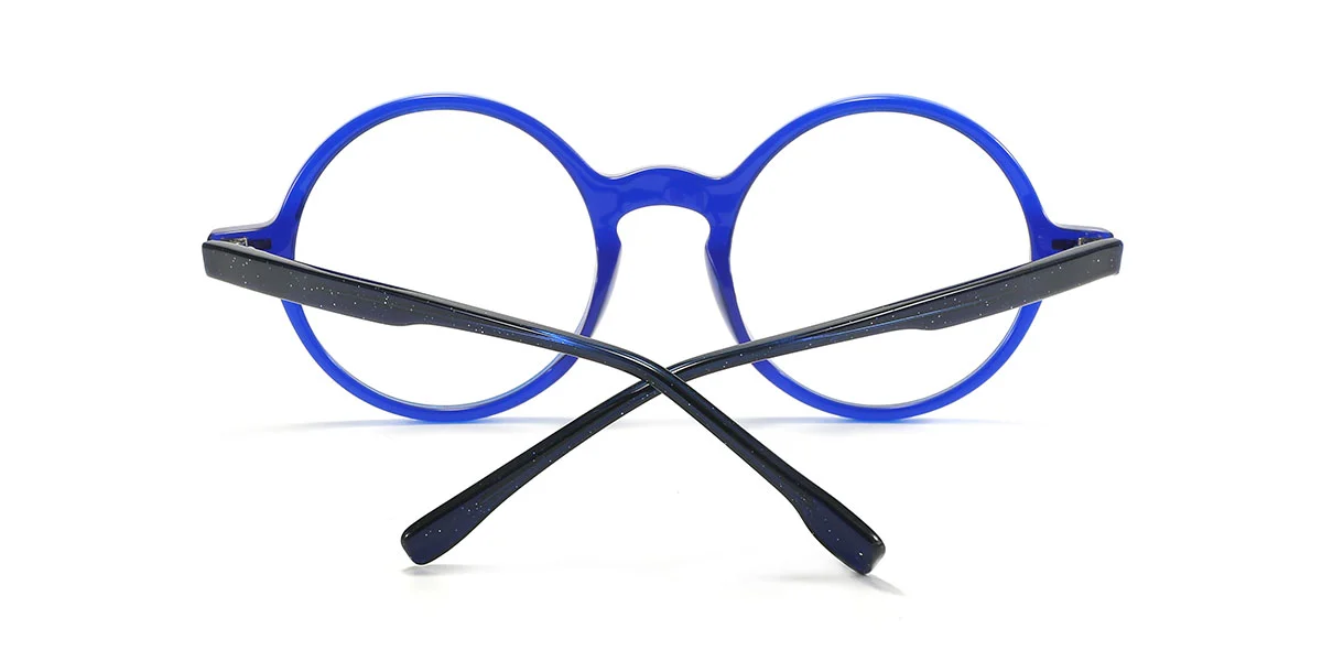 Blue Round Simple Spring Hinges Eyeglasses | WhereLight