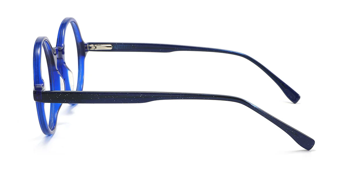 Blue Round Simple Spring Hinges Eyeglasses | WhereLight