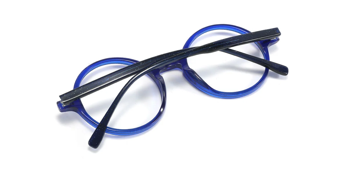 Blue Round Simple Spring Hinges Eyeglasses | WhereLight