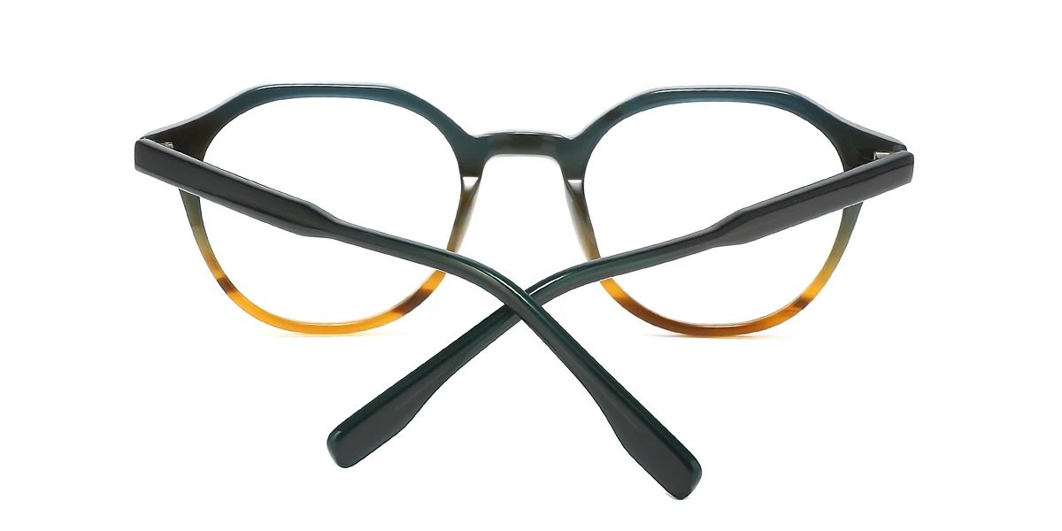 Green Rectangle Geometric Simple Spring Hinges Eyeglasses | WhereLight