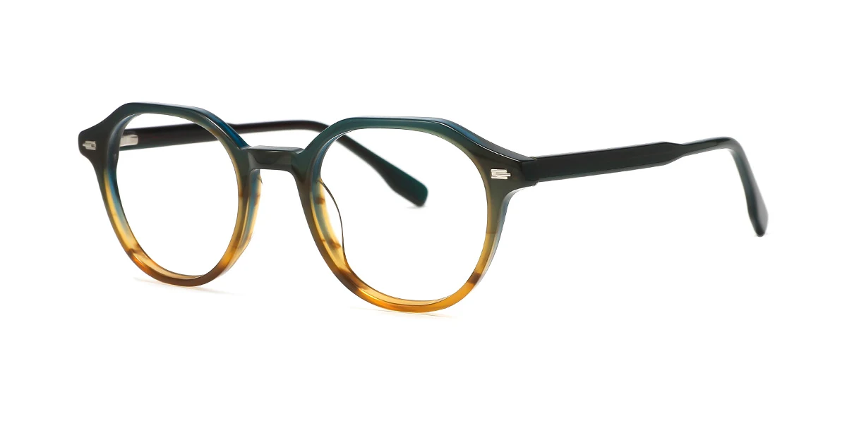 Green Rectangle Geometric Simple Spring Hinges Eyeglasses | WhereLight