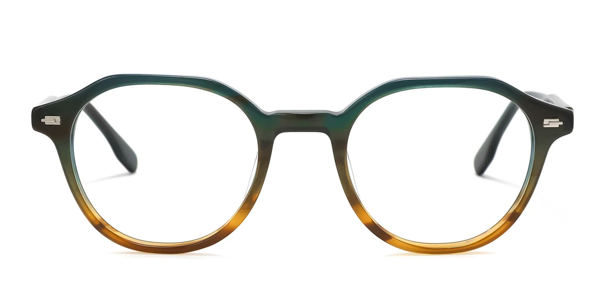 Green Rectangle Geometric Simple Spring Hinges Eyeglasses | WhereLight