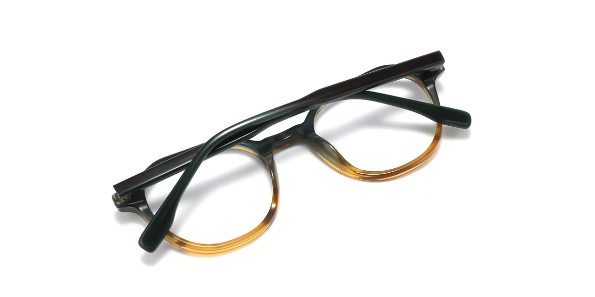 Green Rectangle Geometric Simple Spring Hinges Eyeglasses | WhereLight