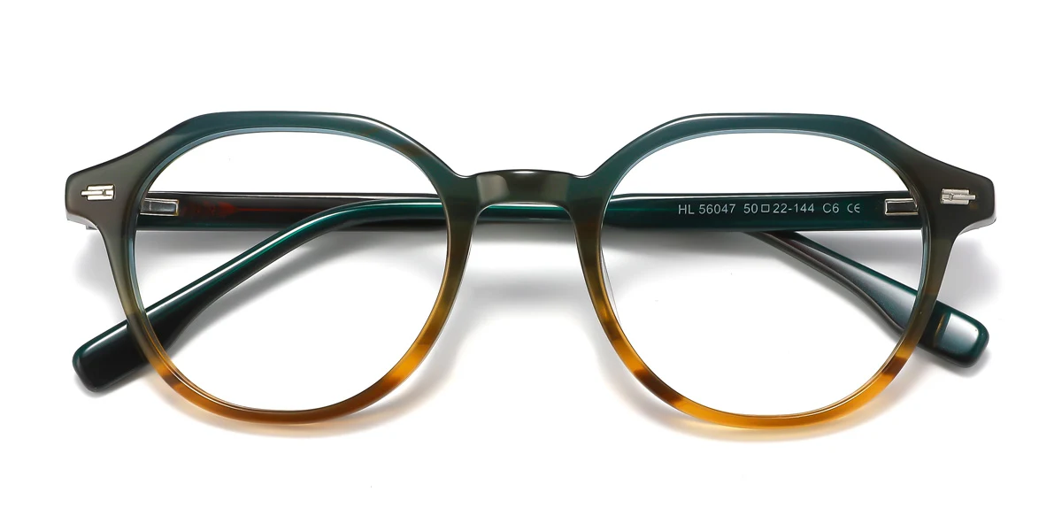 Green Rectangle Geometric Simple Spring Hinges Eyeglasses | WhereLight