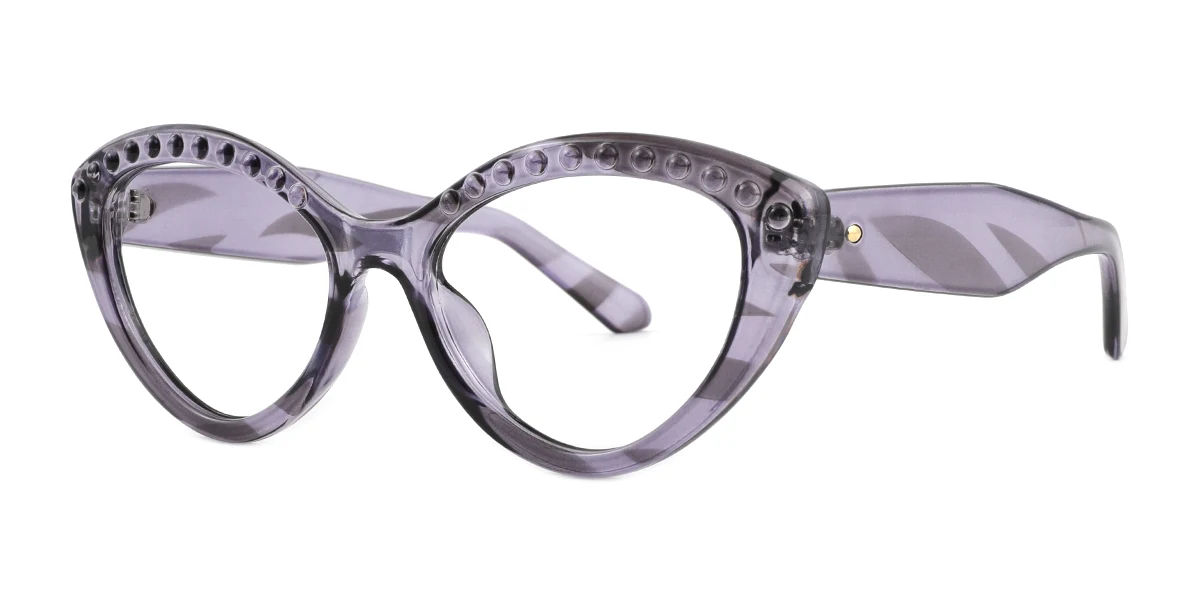 Grey Cateye Simple Custom Engraving Eyeglasses | WhereLight