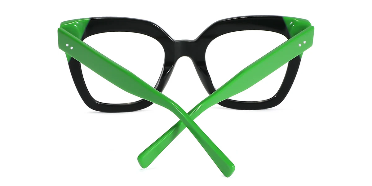 Green Rectangle Gorgeous Spring Hinges Eyeglasses | WhereLight