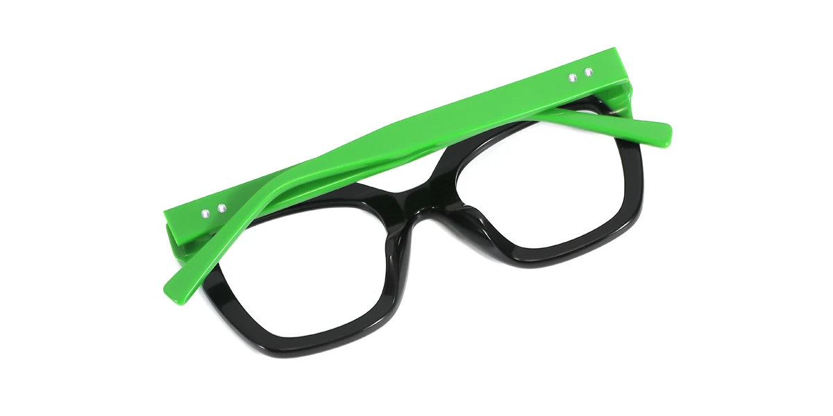 Green Rectangle Gorgeous Spring Hinges Eyeglasses | WhereLight