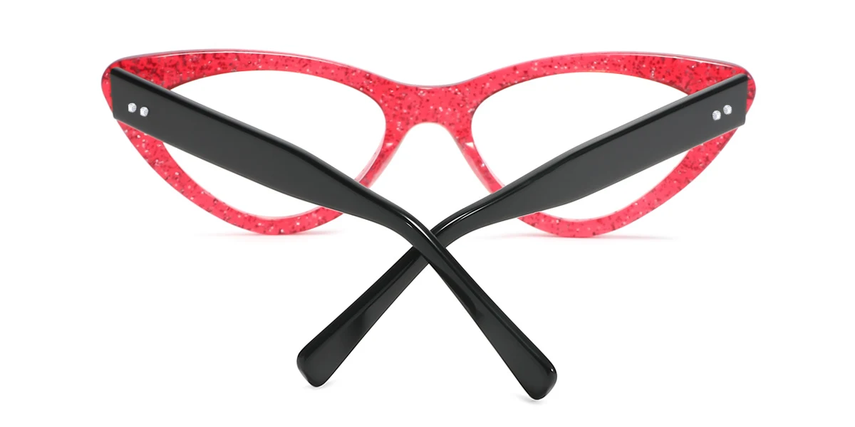 Red Cateye Unique Spring Hinges Custom Engraving Eyeglasses | WhereLight