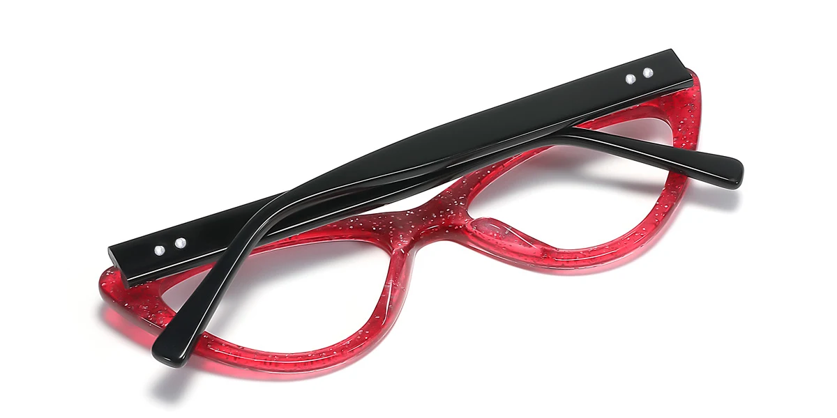 Red Cateye Unique Spring Hinges Custom Engraving Eyeglasses | WhereLight