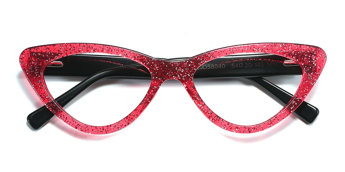 Red Cateye Unique Spring Hinges Custom Engraving Eyeglasses | WhereLight