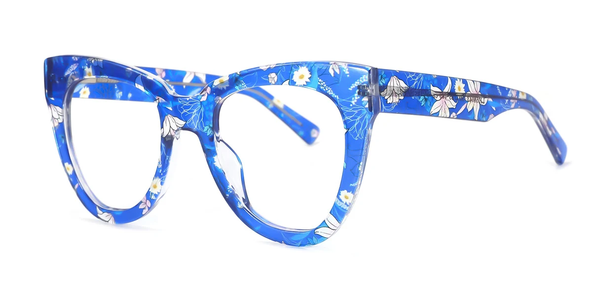 Blue Rectangle Unique  Eyeglasses | WhereLight