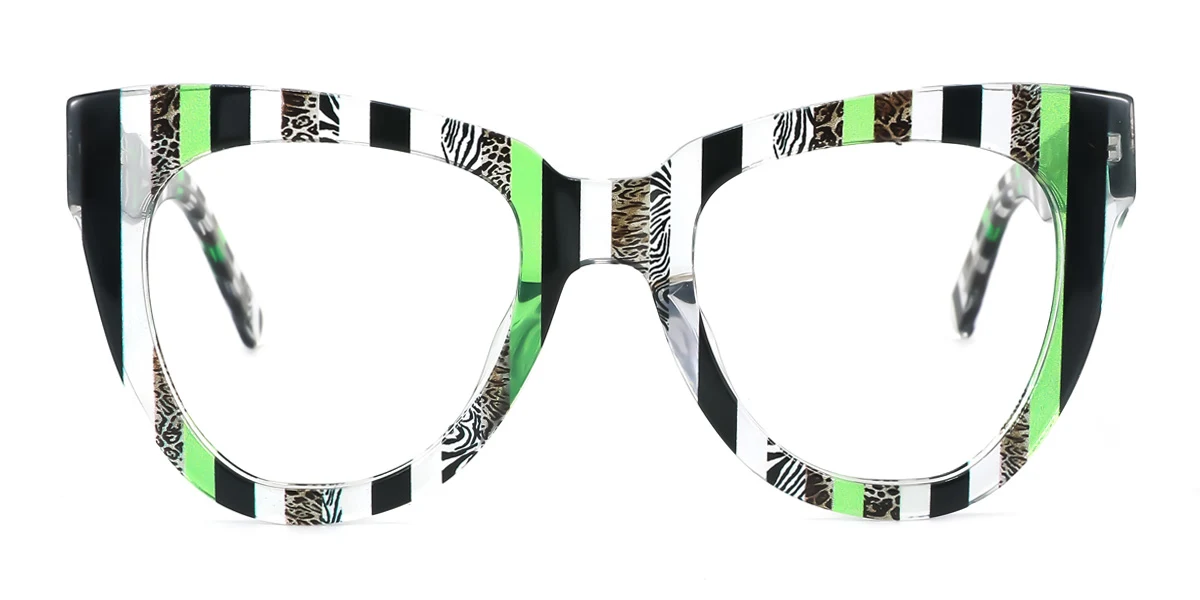 Green_v_str_blk Oval Gorgeous Spring Hinges Custom Engraving Eyeglasses | WhereLight